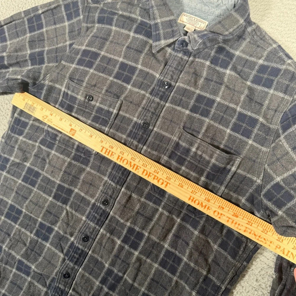 Wallace & Barnes Shirt Mens Large Gray Plaid Flannel Heavy Button Up Outdoor